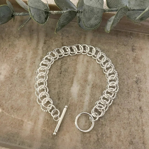 925 Sterling Silver Chunky Chain Link Bracelet Silver Large Link Bracelet - Picture 3 of 6